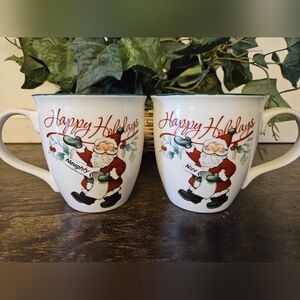 PFALTZGRAFF holiday 2 OVERSIZED coffee mugs Naughty and Nice